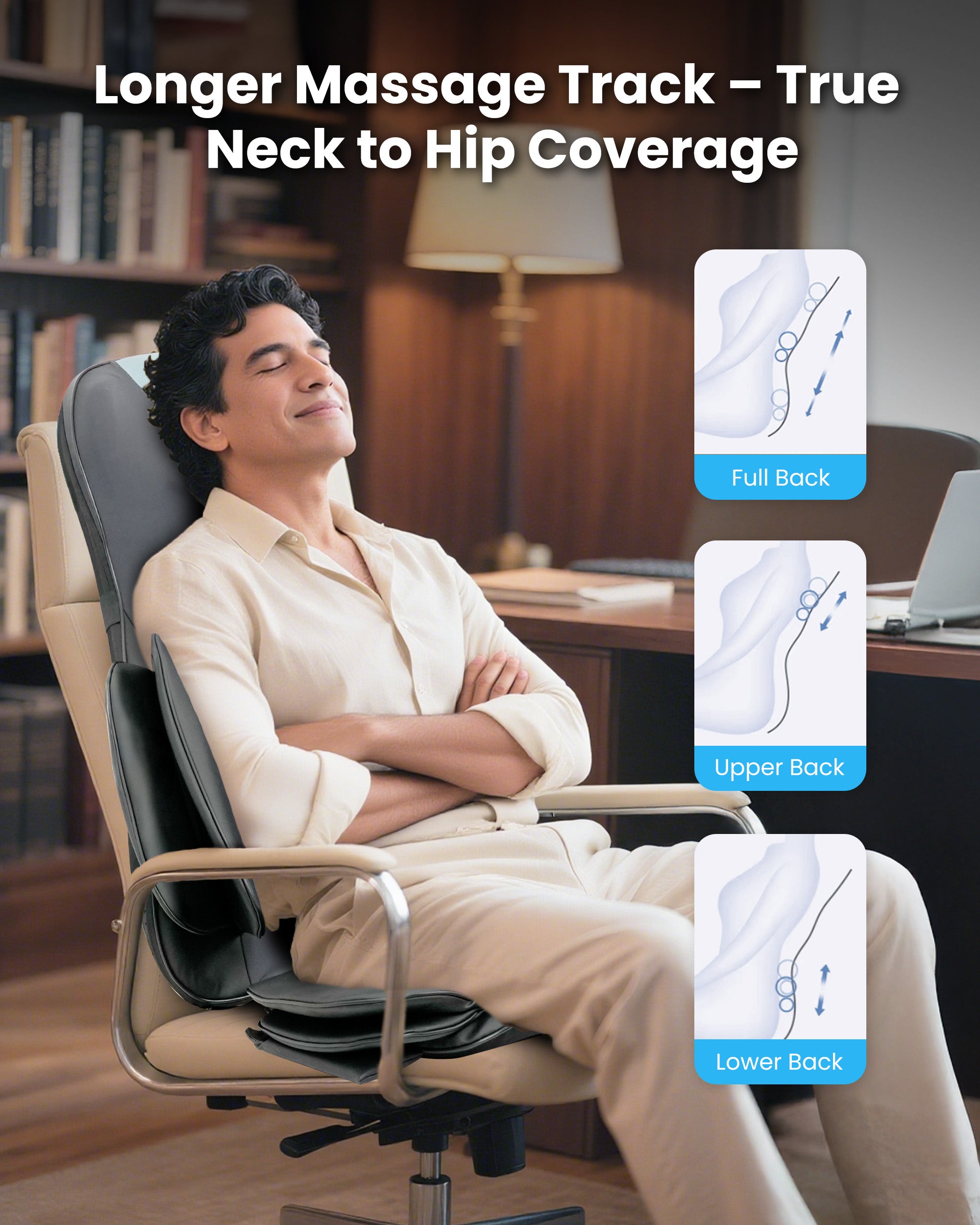 Full Back Coverage Massage Chair Pad with Adjustable Neck Nodes - 2209