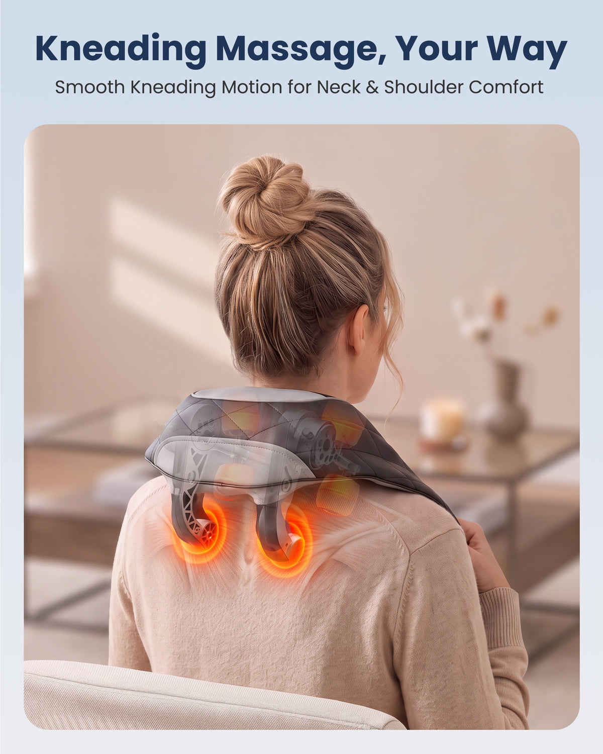 Cordless Neck and Shoulder Massager with Heat, Kneading & Tapping