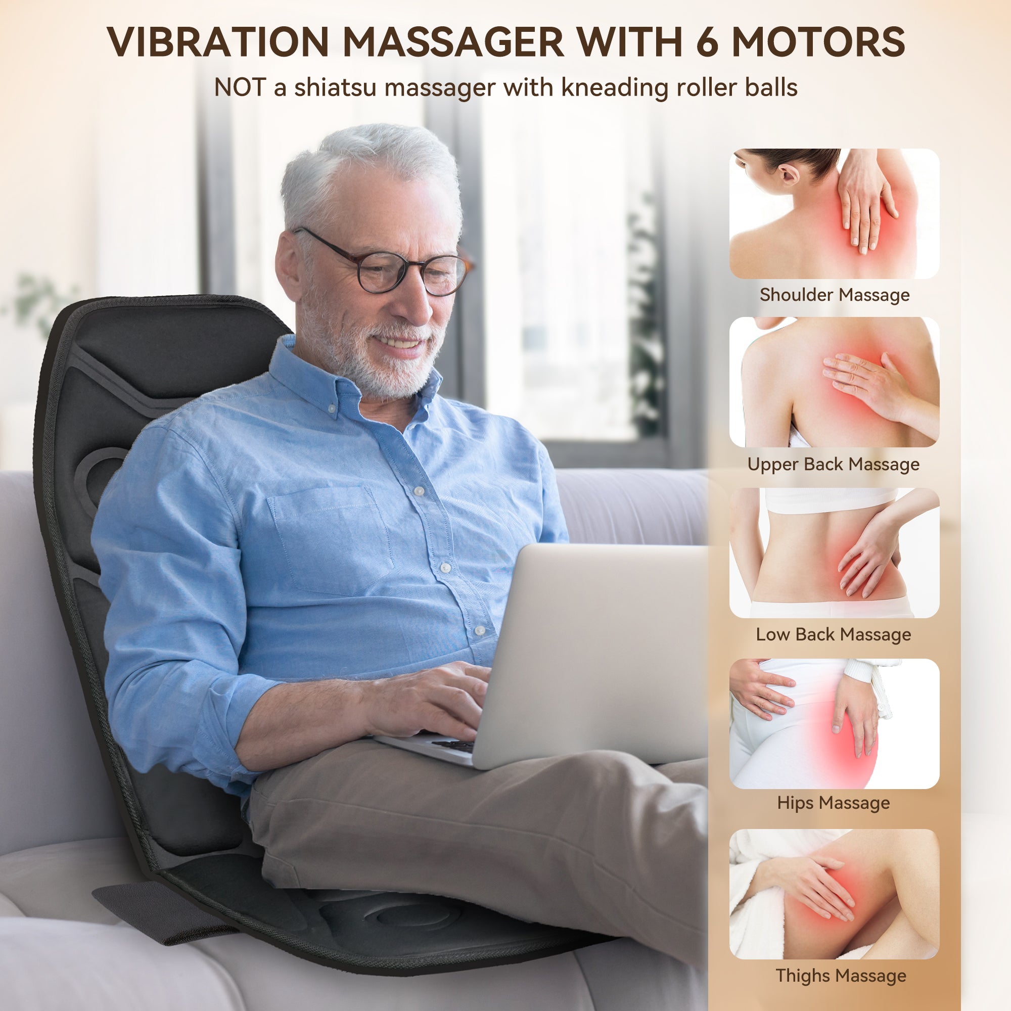 Heated Vibration Massage Seat Cushion - 2806