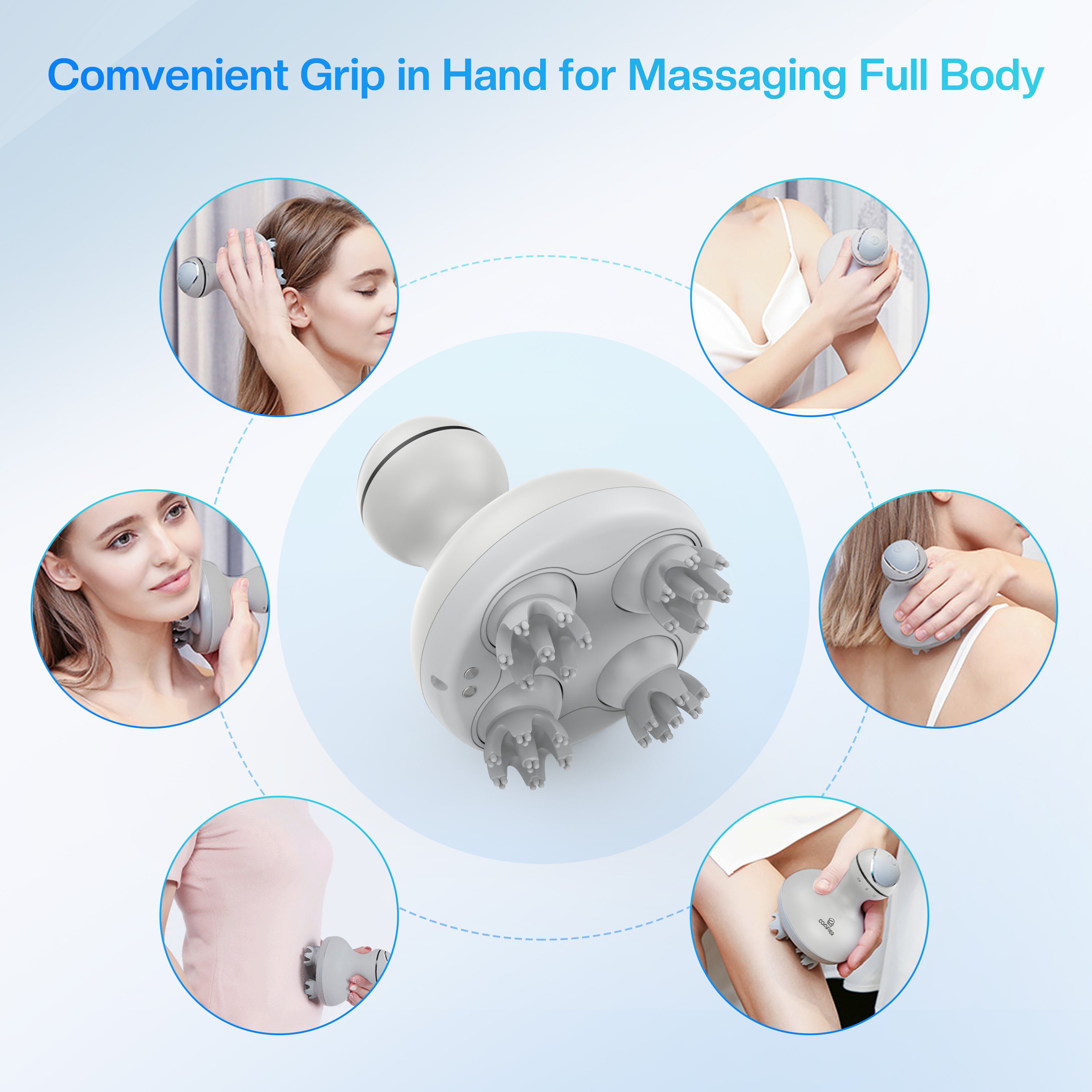 COMFIER Electric Scalp Massager, head massager for Hair Growth, Deep Clean and Stress Relax (Gray)-CF-4902G