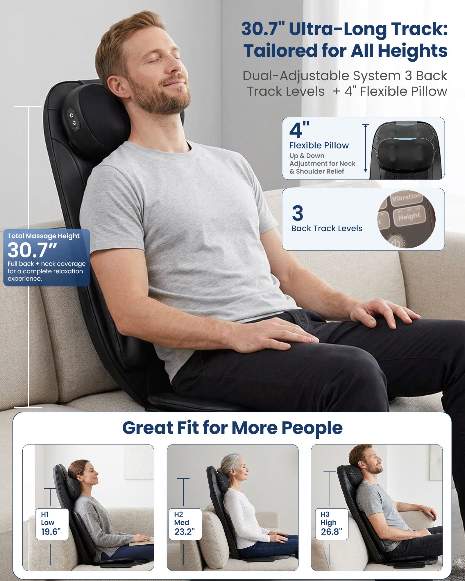 COMFIER Shiatsu Neck & Back Massager with Graphene Heat - 2523