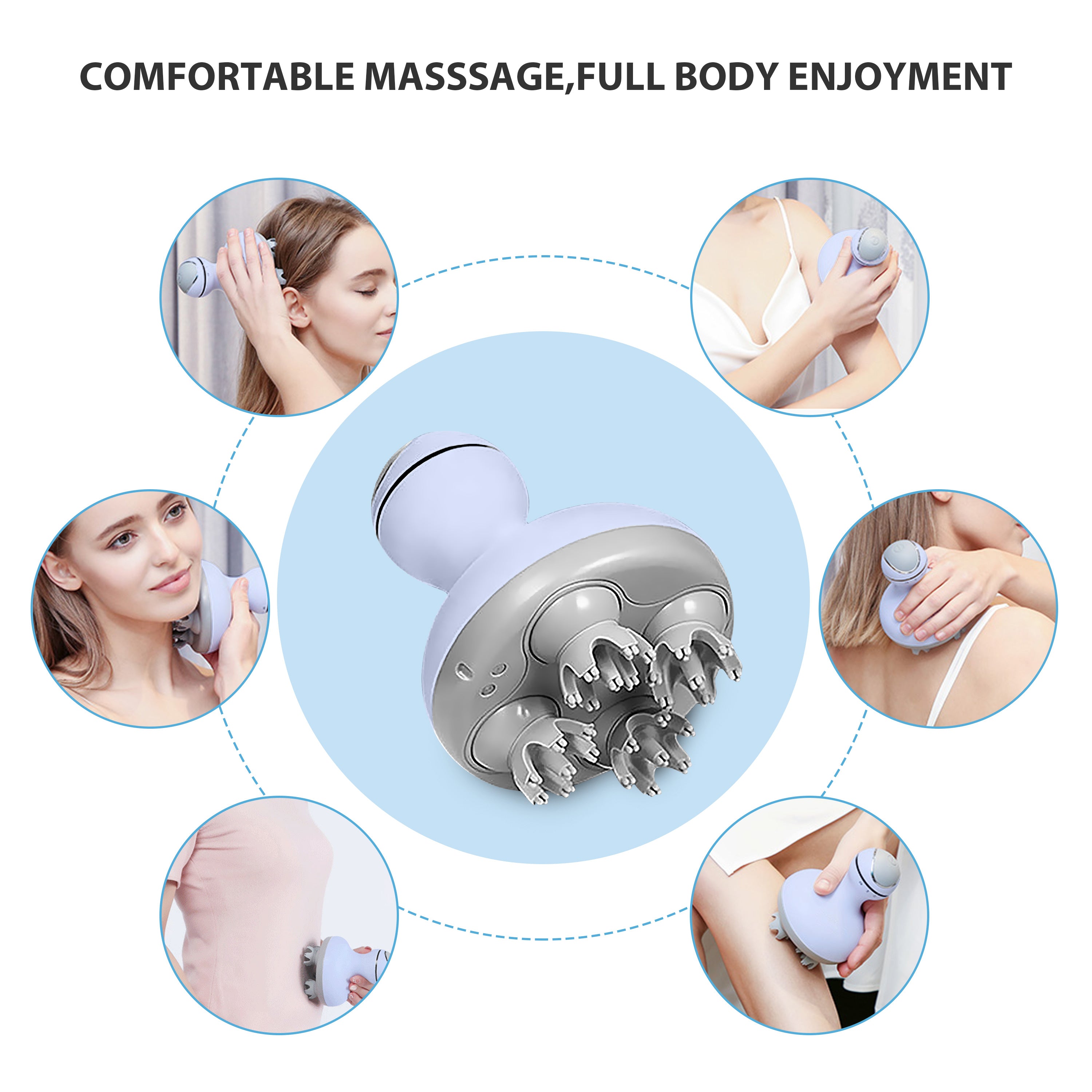 Comfier Cordless Hair Scalp Massager,head massager for Hair Growth, Deep Clean and Stress Relax (Light Blue) - 4902LB