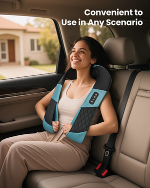 Use Comfier cordless shiatsu neck and back massager with heat at home, office or car—ultimate portable massage chair pad for any seat