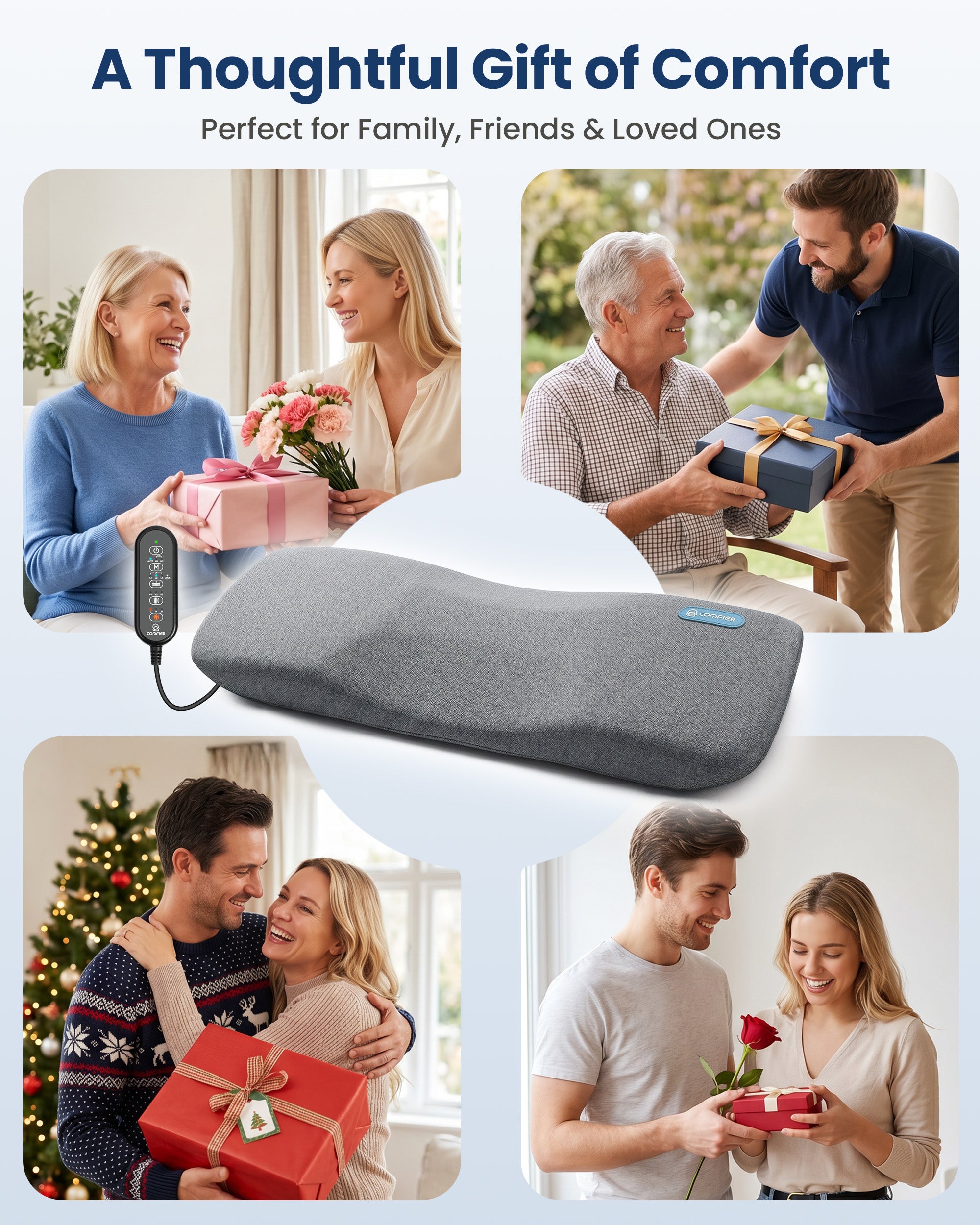 Portable 3-in-1 Back Massager with 3 Heat Levels for Office Chair - 1513