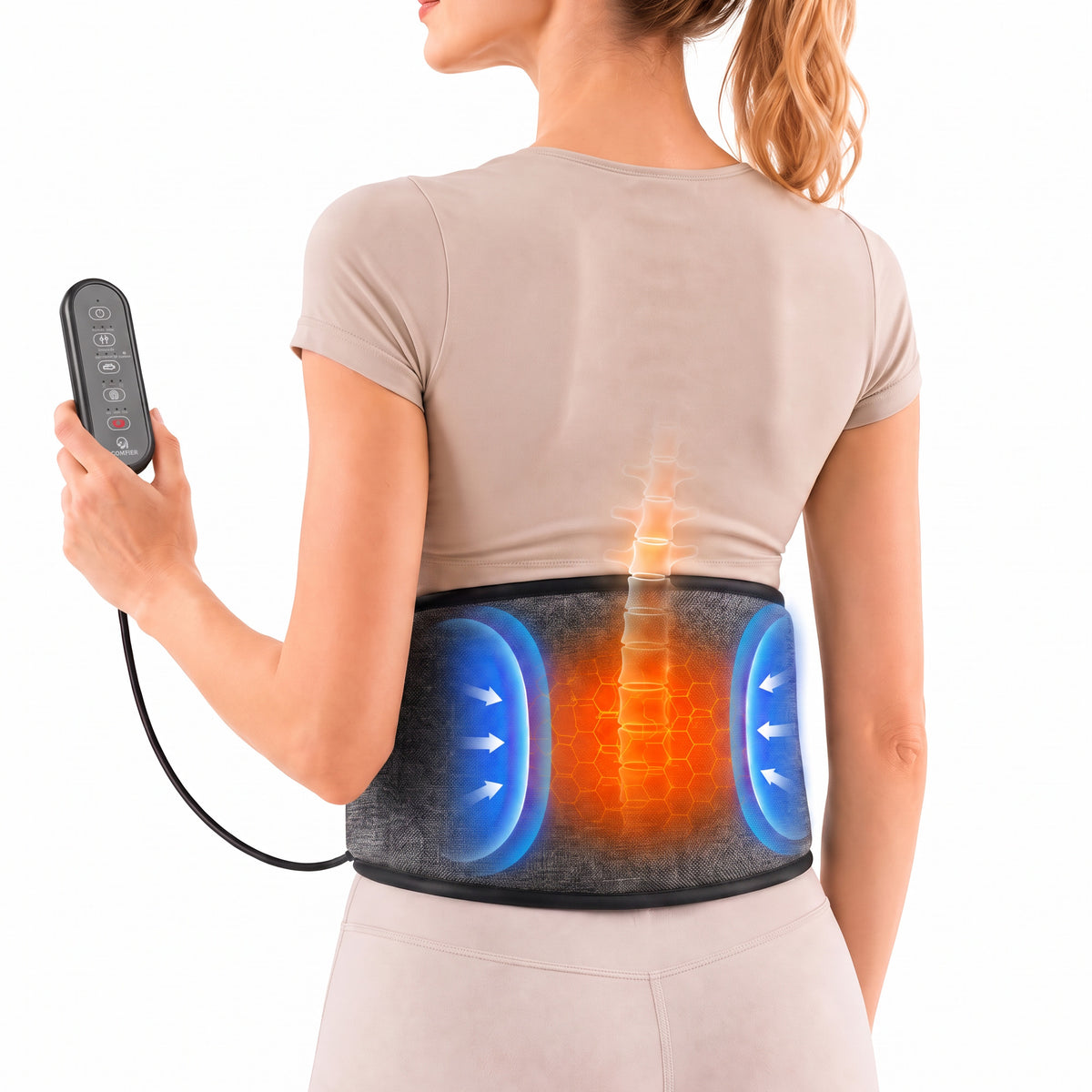 Cordless Heating Pad for Back with Compression, Graphene Heat & Vibration - 6519
