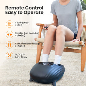 CiLi CILI Foot Massager with Heat, Shiatsu Feet Massage Machine for Plantar Fasciitis Neuropathy, Sole & Instep Heating, Remote Control CL-5325