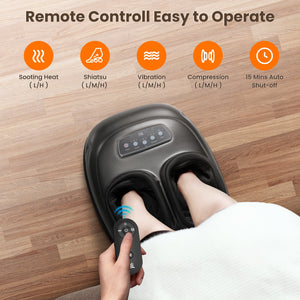 CiLi Foot Massager CILI Shiatsu Foot Massager Machine with Heat, Feet Massager for Plantar Fasciitis Neuropathy, Soles & Instep Heating, Remote Control CL-5225RC