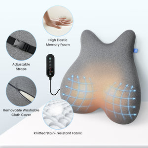 CiLi Lumbar Support & Massager CILI Heated Lumbar Support Pillow for Office Chair, Ergonomic Back Support Cushion with Vibration, Memory Foam Chair Back Massager CL-1307