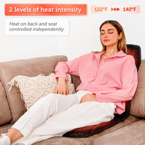 2-level heat 122-140°F on back & seat of chair massager for office chair