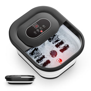 Comfier Bathroom Accessories Black Comfier Collapsible Foot Spa Bath Massager with Heat, Pedicure Foot Spa with Bubbles, Red Light, Pumice Stone and Shiatsu Massage Rollers, Heated Bath Spa for Relaxation and Stress Relief CF-5415