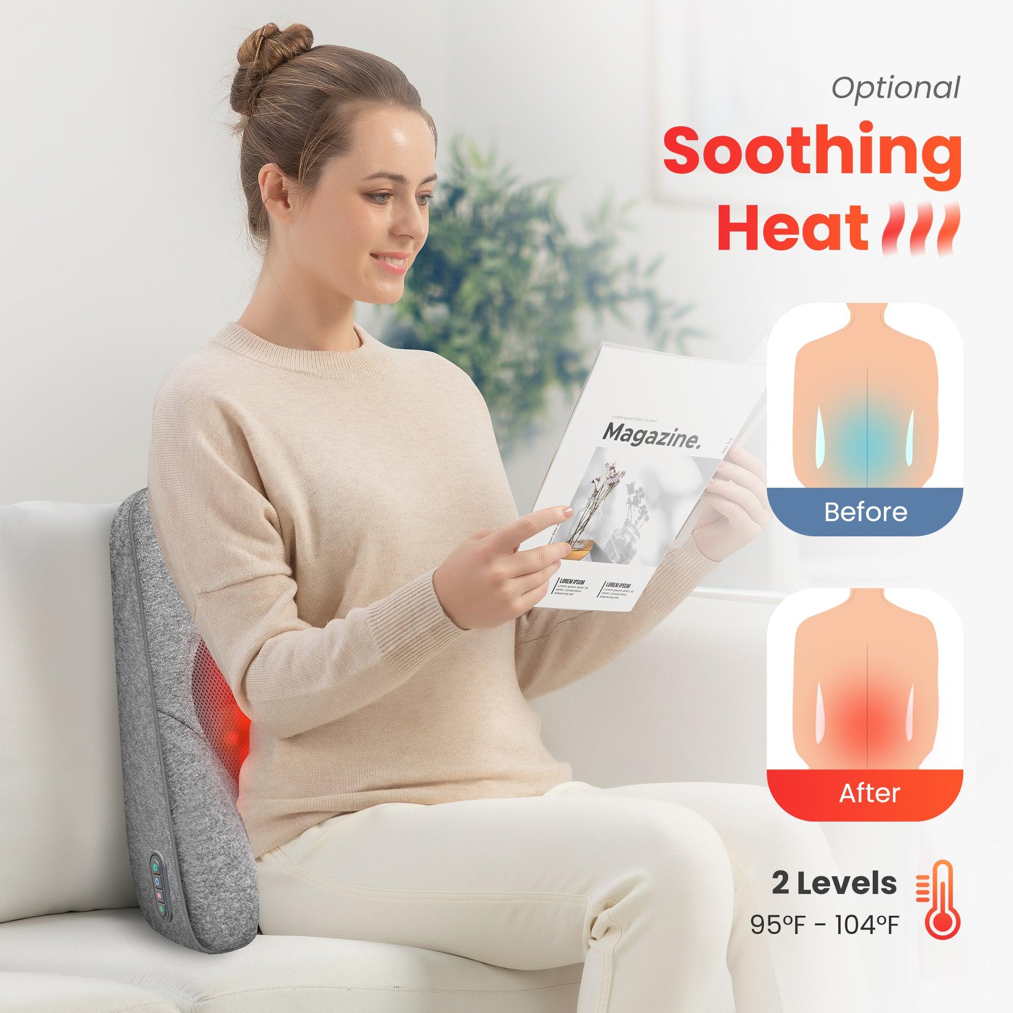 Comfier Comfier Back Lumbar Support Pillow, with 4 Shiatsu Massage Heads & Heating Function, Memory Foam for Office Chair Car Gaming Chair CF-1503S