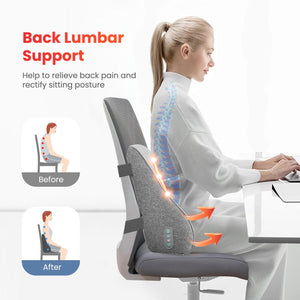 Comfier Comfier Back Lumbar Support Pillow, with 4 Shiatsu Massage Heads & Heating Function, Memory Foam for Office Chair Car Gaming Chair CF-1503S