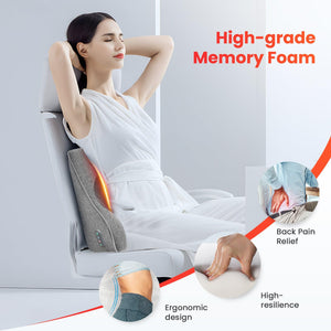 Comfier Comfier Back Lumbar Support Pillow, with 4 Shiatsu Massage Heads & Heating Function, Memory Foam for Office Chair Car Gaming Chair CF-1503S