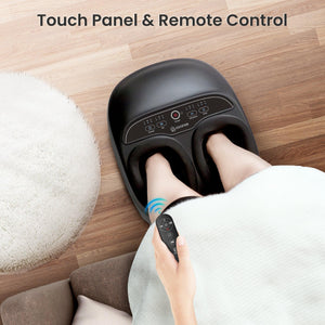 Touch panel & remote control for easy operation of foot massager with heater