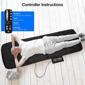 Comfier Full Body Massager CILI Full Body Massage Mat 10 Vibration Massage Motors with Heating for Back, Shoulder, Leg, Gifts for Men Women, Mom Dad, Black CL-3701