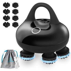 Comfier Head Massager Black Comfier Cordless Scalp Massager Hair Growth with 3 kneading Modes, Waterproof Head Massager with 8 Claws for Deep Cleansing, Head Scratcher CF-4402