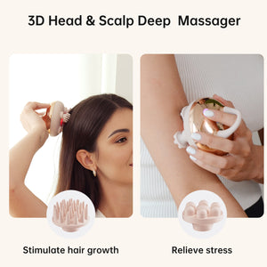 Comfier Head Massager Comfier Cordless Scalp Massager Hair Growth with 3 kneading Modes, Waterproof Head Massager with 8 Claws for Deep Cleansing, Head Scratcher CF-4402