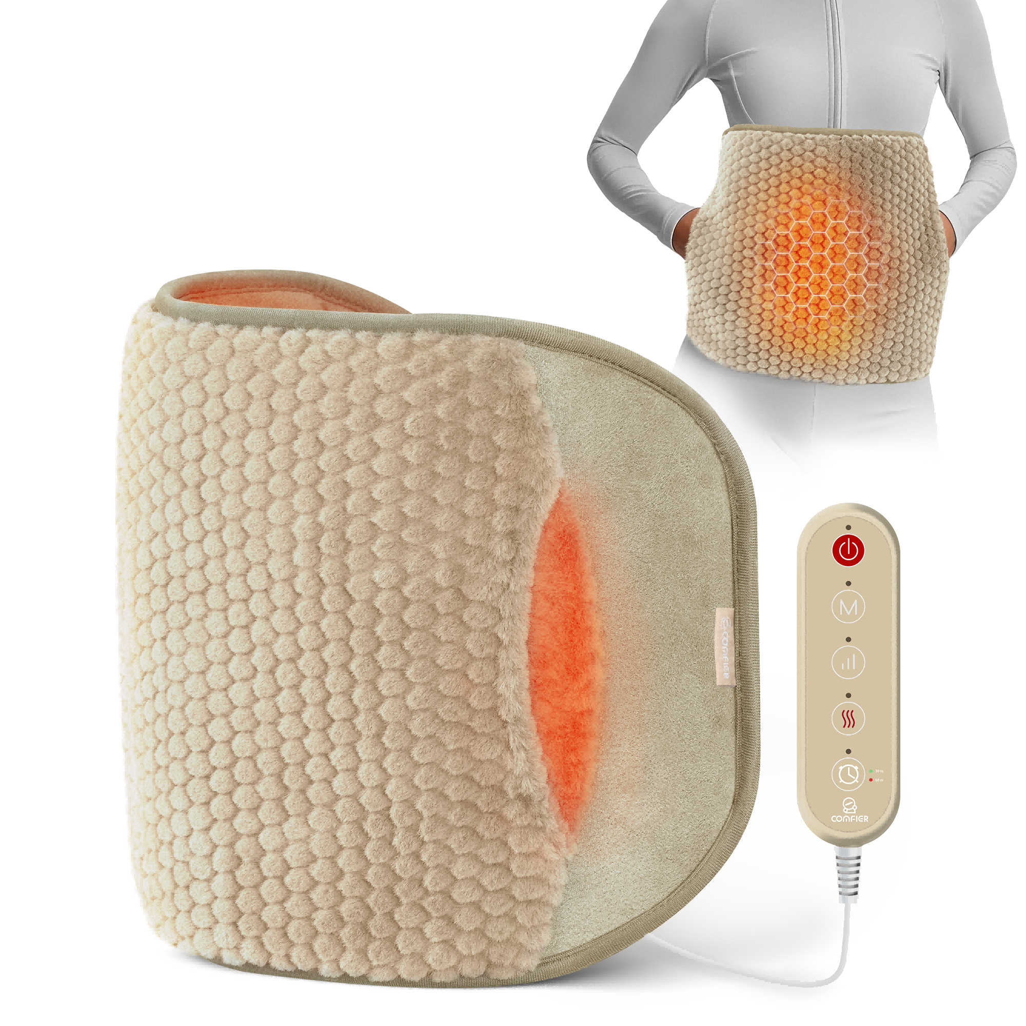 Plush Fabric Heating-Vibrating Massage Mat - 6413, Gray Plush Fabric Heating-Vibrating Massage Mat - 6413, Gray