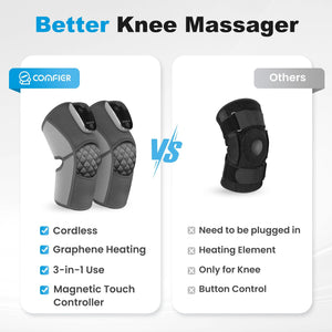 Comfier Knee Massager Comfier Cordless Knee Massager with Heat, Vibration Knee Brace Wrap for Arthritis Pain Relief, 3-in-1 Heating Pad for Knee Shoulder Elbow, Knee Warmer, Electric Knee Support Pad Sleeve (Pair Pack) CF-5321