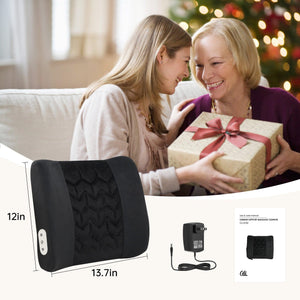 Comfier Lumbar Support & Massager CILI Lumbar Support Pillow for Ofiice Chair, Heated Back Support Pillow with Vibration, Back Massager for Pain Relief, Back Cushion for Sofa Car Recliner, Adjustable Straps, Memory Foam CL-4102