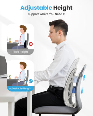 Comfier Lumbar Support & Massager Comfier Heated Lumbar Support Pillow with Vibration Massage, Back Support Cushion for Office Chair, Graphene Heating Chair Back Massager, Adjustable Height Up to 18.1 Inches CF-1313