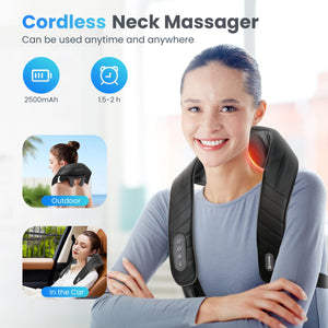 Comfier Neck Massager Comfier Cordless Neck Massager with Heat, Deep Tissue Kneading Massage Pillow for Back Neck and Shoulder, Pain Relief CF-6812