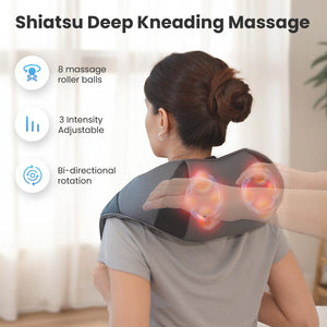 8 deep-knead 3D nodes make this the best shiatsu neck and shoulder massager with 3 intensities