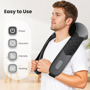 One-touch power, direction, heat & intensity – the easiest shiatsu neck and shoulder massager wireless or wired