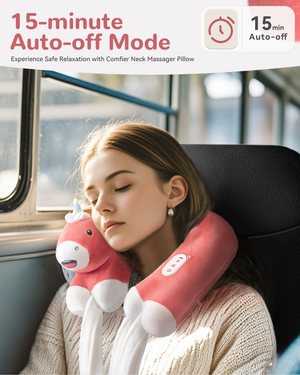 Comfier Neck Massager Comfier Neck Pillow for Traveling, Heated Travel Pillow with Kneading Massage, Neck Massager Pillow with Cute Unicorn Shape,Travel Neck Pillow for Airplane, Office, Home CF-6407