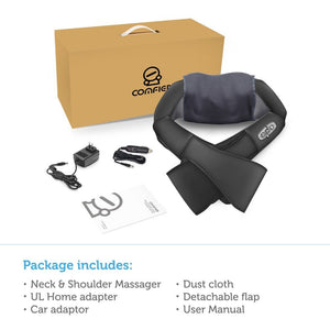 Comfier Neck Massager Comfier Shiatsu Neck and Shoulder Massager, FSA HSA Eligible, Deep Kneading Massage Pillow with Heat, Back Massager, Pillow Massager CF-6302