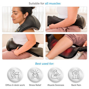 Comfier Neck Massager Comfier Shiatsu Neck and Shoulder Massager, FSA HSA Eligible, Deep Kneading Massage Pillow with Heat, Back Massager, Pillow Massager CF-6302