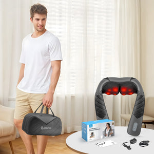 Comfier Neck Massager Comfier Shiatsu Neck Shoulder Massager - 2025 Latest Upgraded Model, Back Massager with Heat, Deep Tissue 4D Kneading Pillow Massager with Portable Storage Bag, Home, Office and Car Use CF-6302U