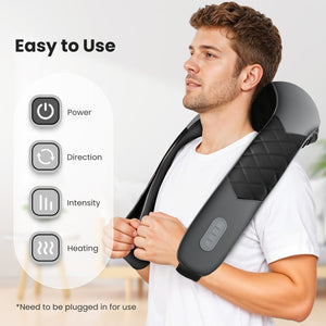 Comfier Neck Massager Comfier Shiatsu Neck Shoulder Massager - 2025 Latest Upgraded Model, Back Massager with Heat, Deep Tissue 4D Kneading Pillow Massager with Portable Storage Bag, Home, Office and Car Use CF-6302U