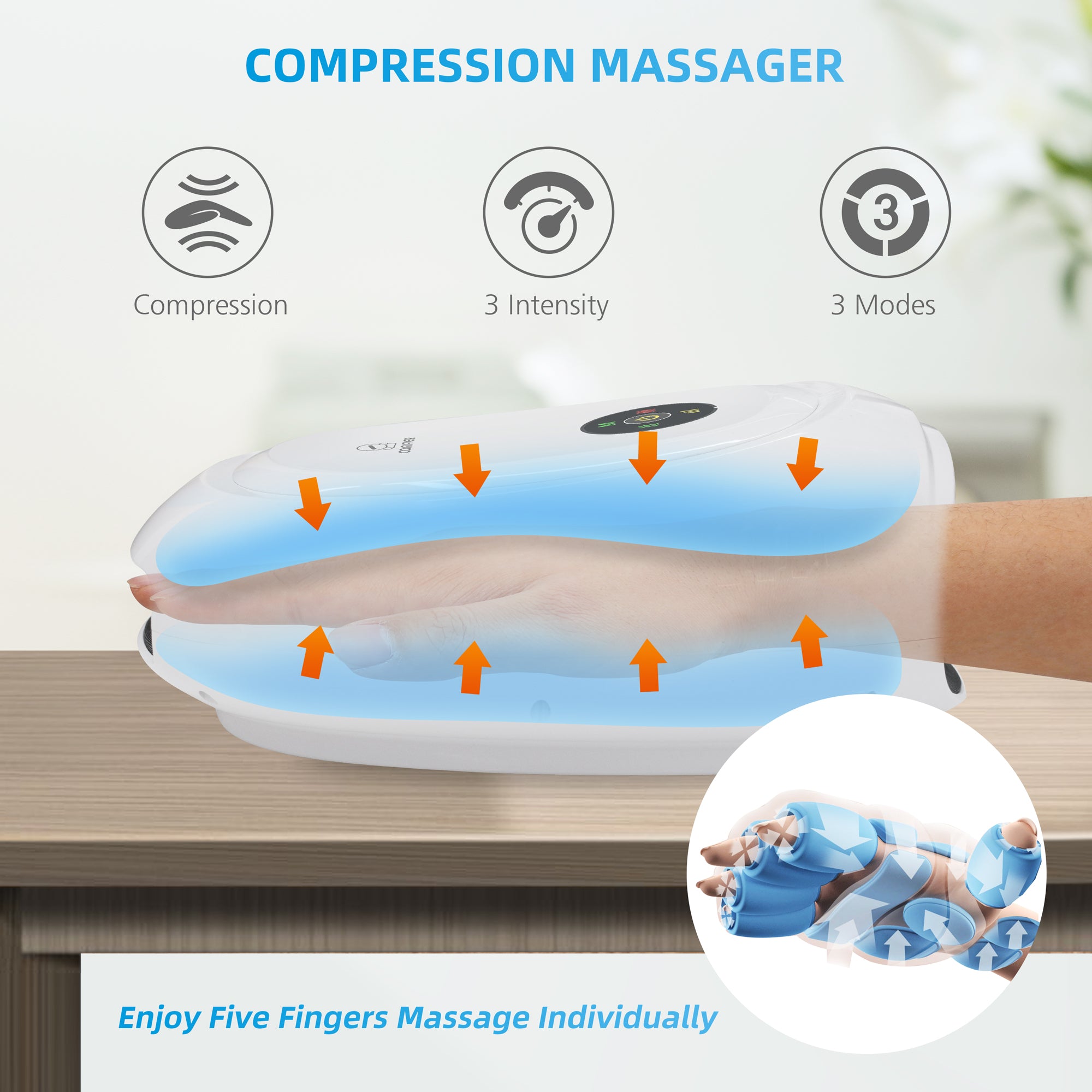Comfier Cordless Hand Massager with Heat,Compression & Vibration,Massage machine for Hands with APP Control - 4101APP