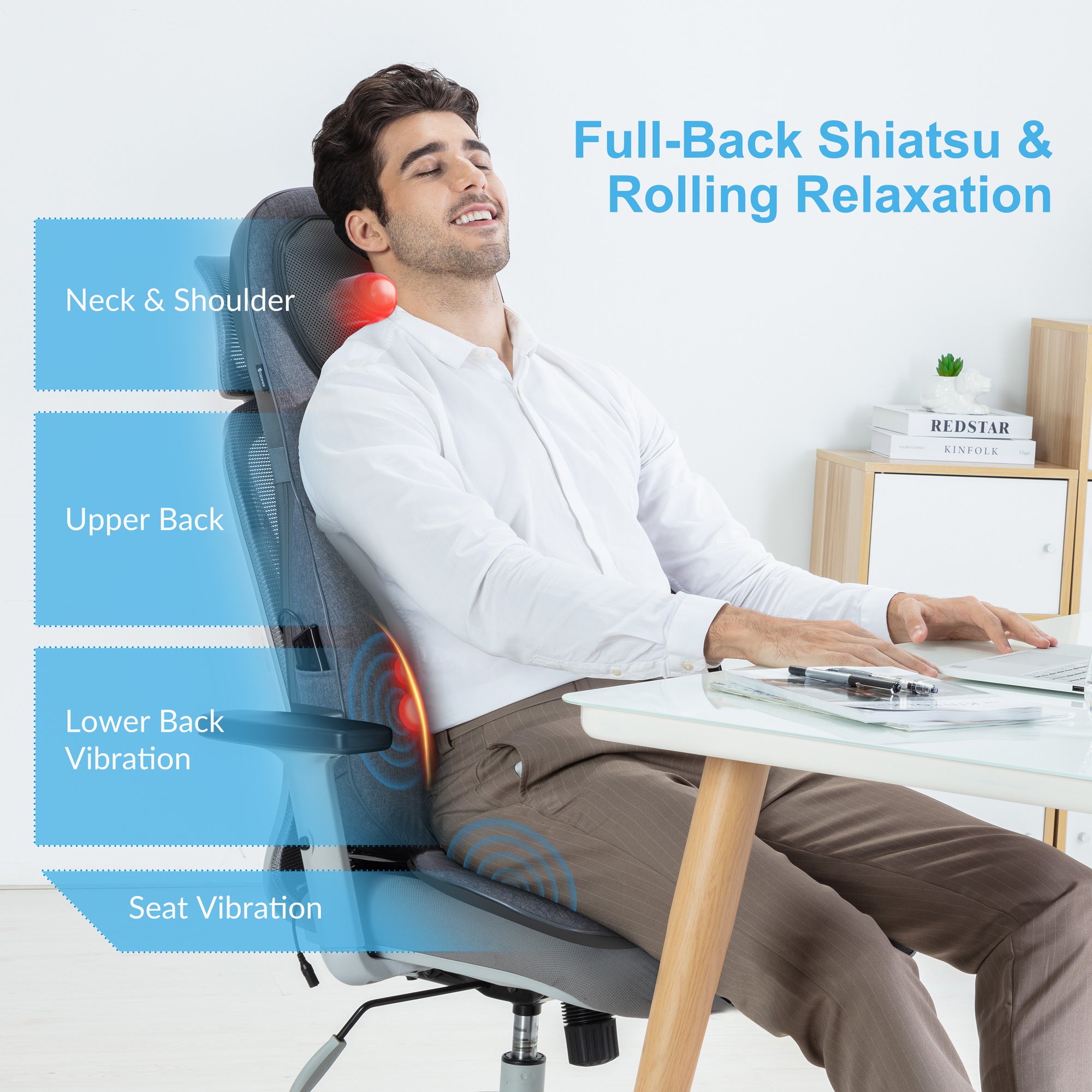 Comfier Shiatsu Neck Back Massage Seat Cushion with Heat,(Colored packaging) - CF-2113-2