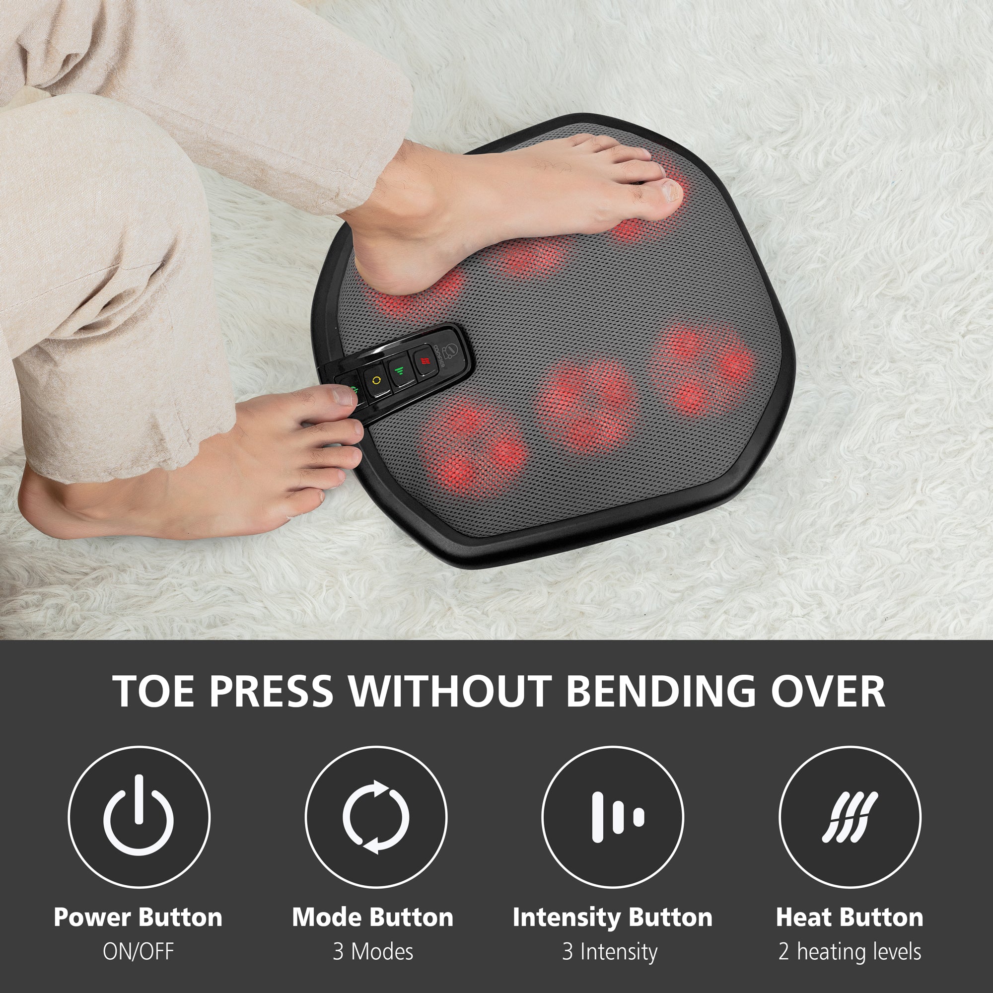Comfier Shiatsu Foot Massager Machine,Kneading Foot and Back Massager with Heat - 5913