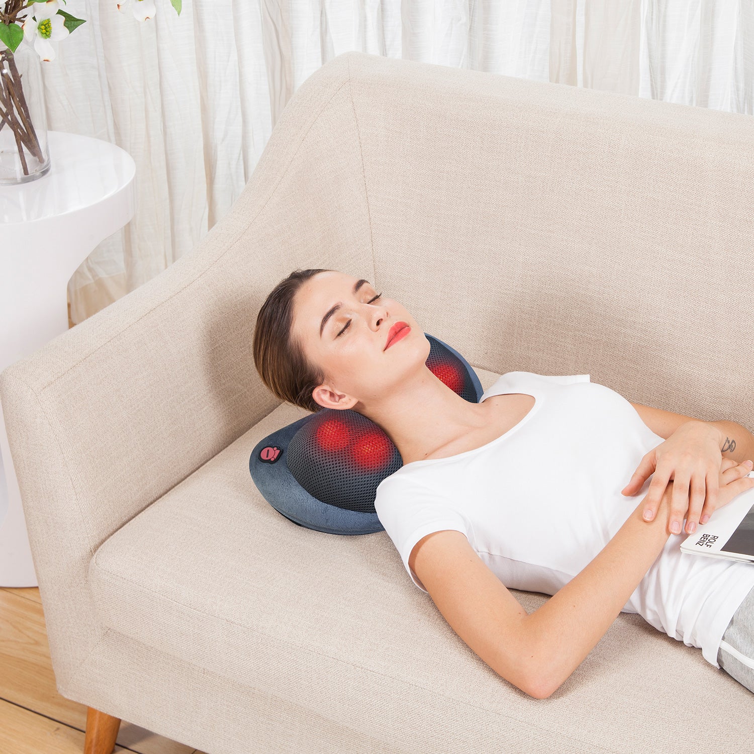 Comfier Shiatsu Back Massage Pillow, Neck and Shoulder Masssager with Heat - 6108G