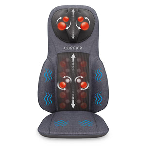 Comfier Back Massager Gray Comfier Shiatsu Neck Back Massage Seat Cushion with Heat,Adjustable Kneading Rolling Massage Chair CF-2113