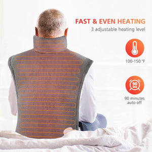 Comfier CF-H1822D gray heating pad with fast even heating and 3 heat levels