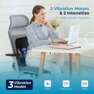 Comfier Lumbar Support & Massager Comfier Back Lumbar Support Pillow for Office Chair, Chair Pillow for Back Support with 3 Vibration Modes & 2 Heat Levels CF-1503