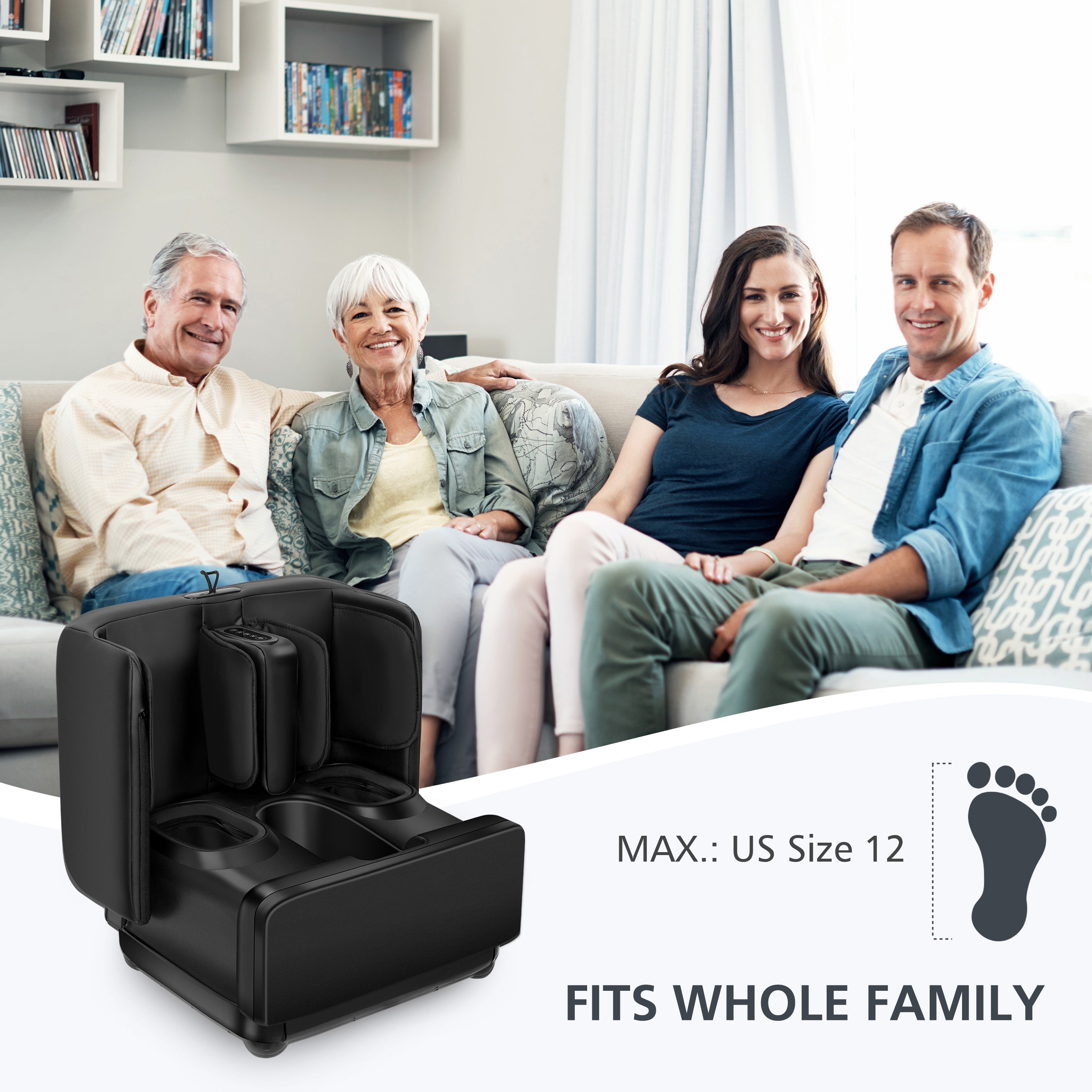 COMFIER 2 in 1 Foot Massager Machine & Ottoman Foot Rest, Shiatsu Foot and Calf Massager with Heat CF-5001