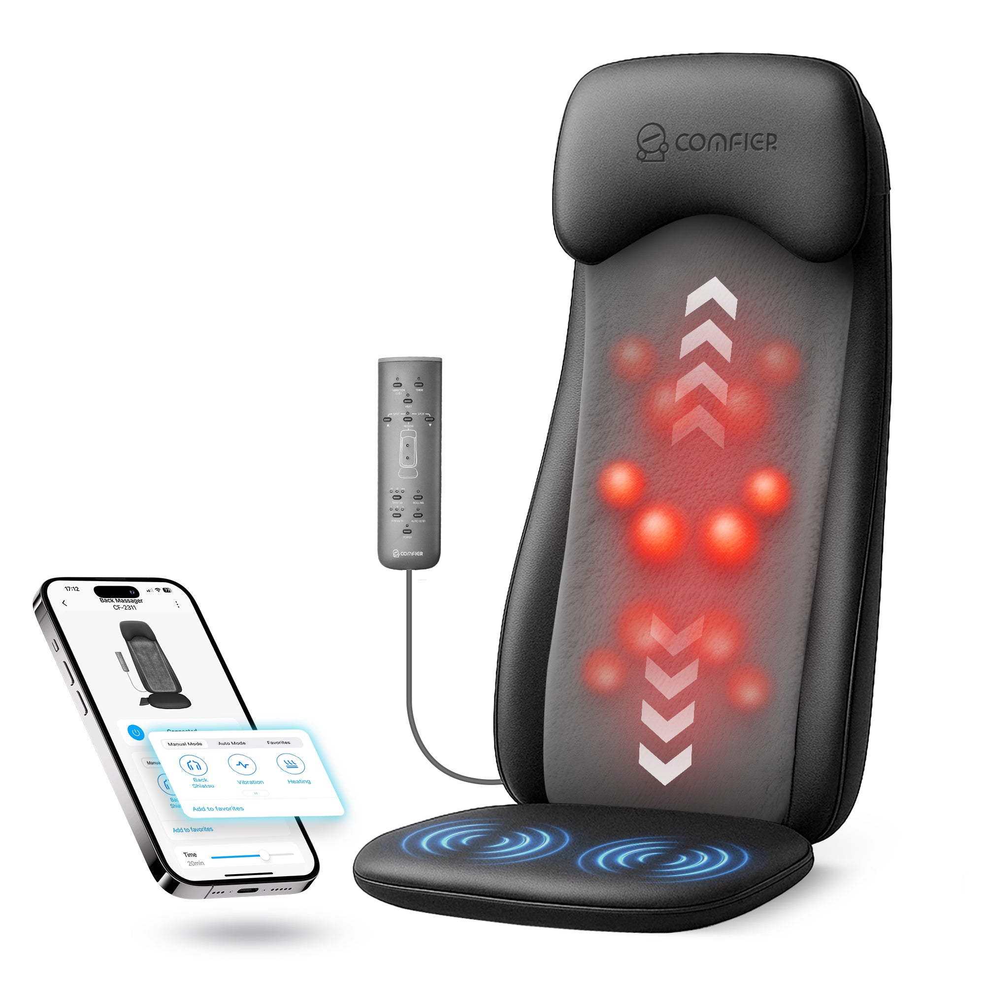 Deep Tissue Kneading Shiatsu Back Massager with App Control - 2311-APP CA