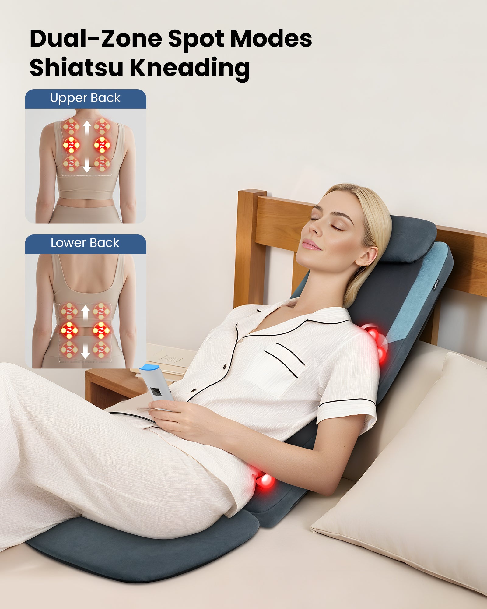 COMFIER Shiatsu Back Massager with Heat, Long Track Dual 3D Rollers, Foldable Chair Massager for Full Back Pain Relief Deep Tissue, Seat Massage Pad, Gifts for Mom & Dad CF-2420