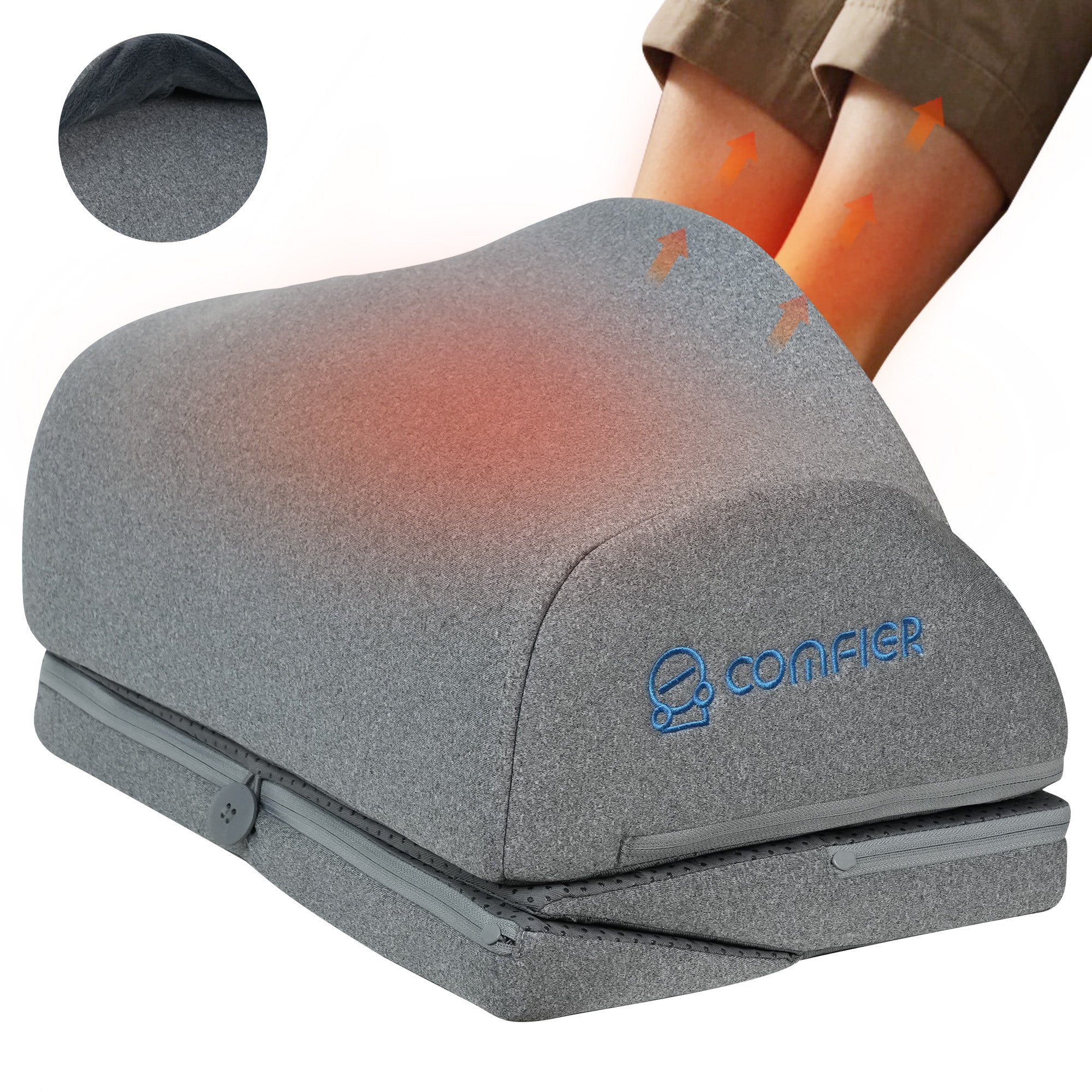 COMFIER Foot Rest Under Desk at Work with Heat, Vibration, Foot Heater Foot Warmer, 3 Height Under Desk Foot Rest for Office Chair, Gaming Chair Footstool, Ergonomic Heated Footrest, Computer Desk Use CF-5420
