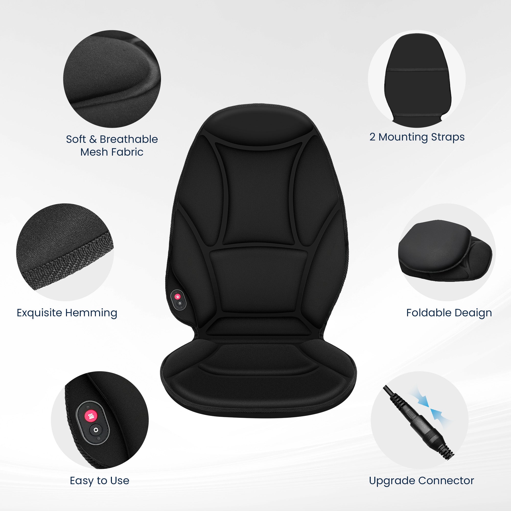 COMFIER Vibration Massage Chair Pad with Heat, Vibrating Massage Seat Cushion, Heated Chair Massager Pad for Back