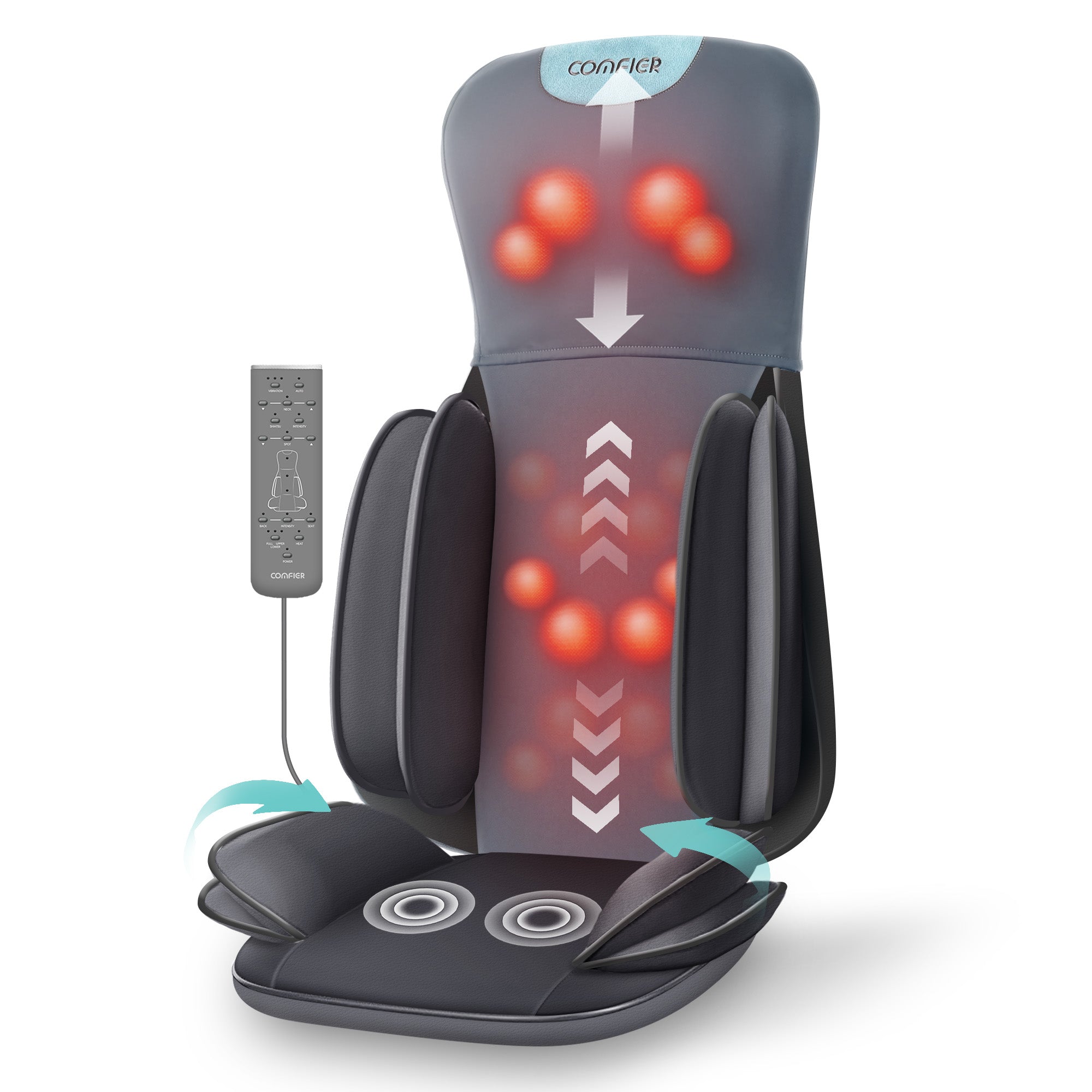 COMFIER Shiatsu Neck & Back Massager with Heat, Full Back Coverage Massage Chair Pad with 4D Kneading & Adjustable Neck Nodes, Waist & Hip Compression, for Home Office Use, Gifts for Men Women CF-2209