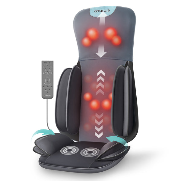 COMFIER Shiatsu Neck & Back Massager with Heat, Full Back Coverage Massage Chair Pad with 4D Kneading & Adjustable Neck Nodes, Waist & Hip Compression, for Home Office Use, Gifts for Men Women CF-2209