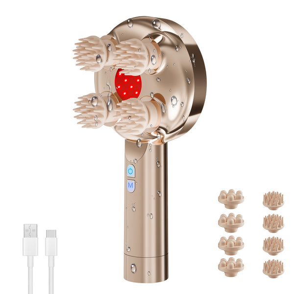 COMFIER Handheld Scalp Massager Hair Growth, Cordless Hair Head Massager with 3 Modes & 8 Silicone Claws, IPX7 Waterproof Body Massager for Stress Relax,Pet Massage,Head Scratcher