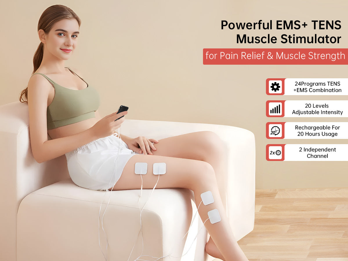 Rechargeable Tens Unit Muscle Stimulator EMS Dual Channel with 4