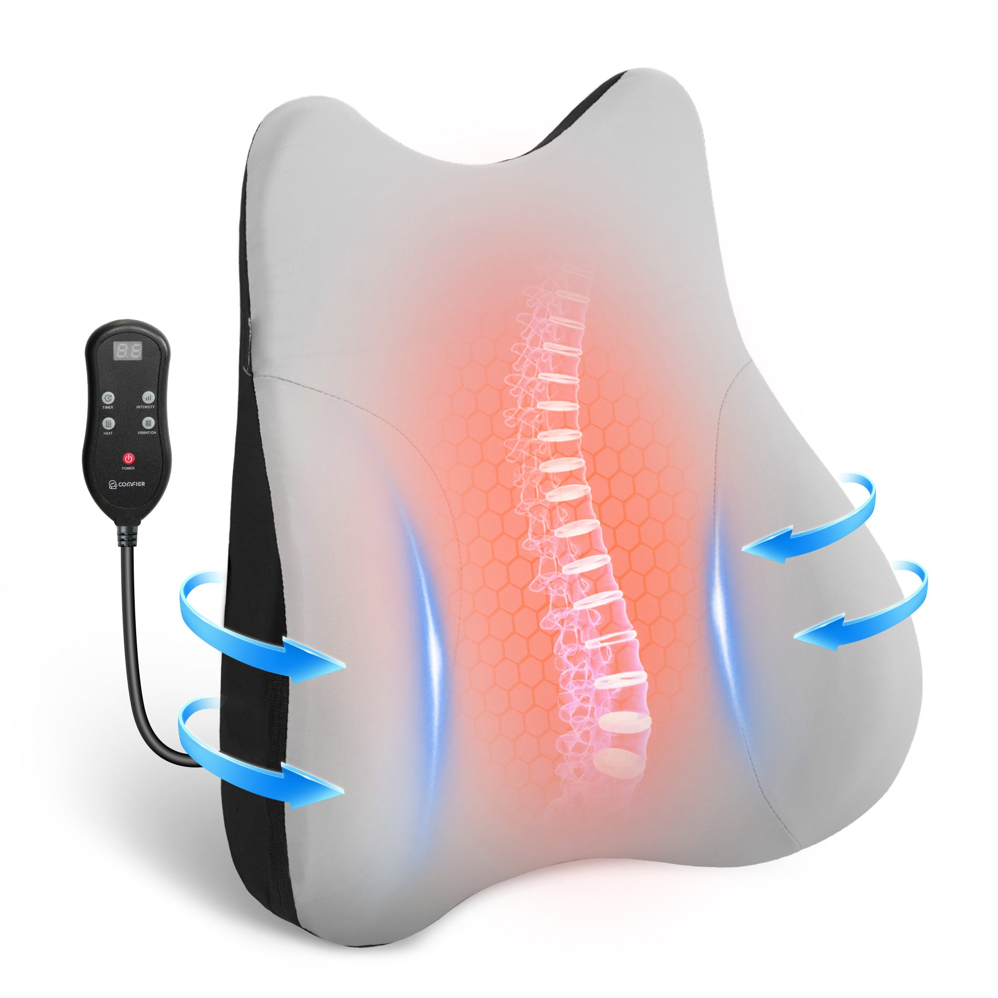 Lumbar Support Pillow for Office Chair, Vibration Massage Back Support - 1428